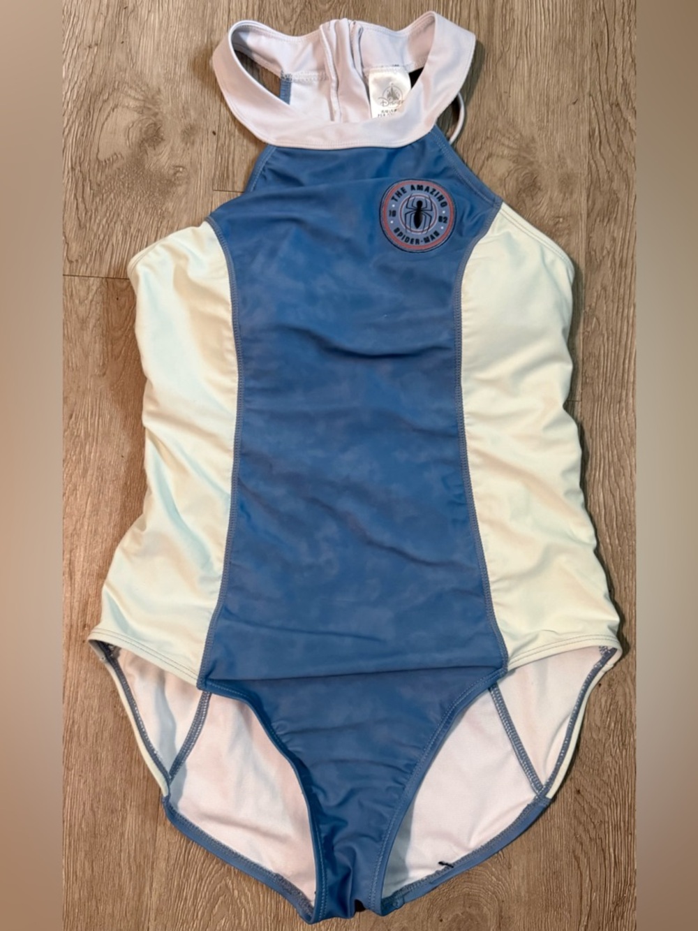Disney Marvel The Amazing Spider-Man One Piece Swimsuit Blue White Womens L